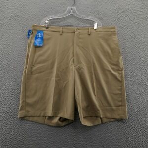 NWT Haggar Mens Cool 18 Pro Shorts 44x10 Brown High Rise Flat Front‎ Stretch
